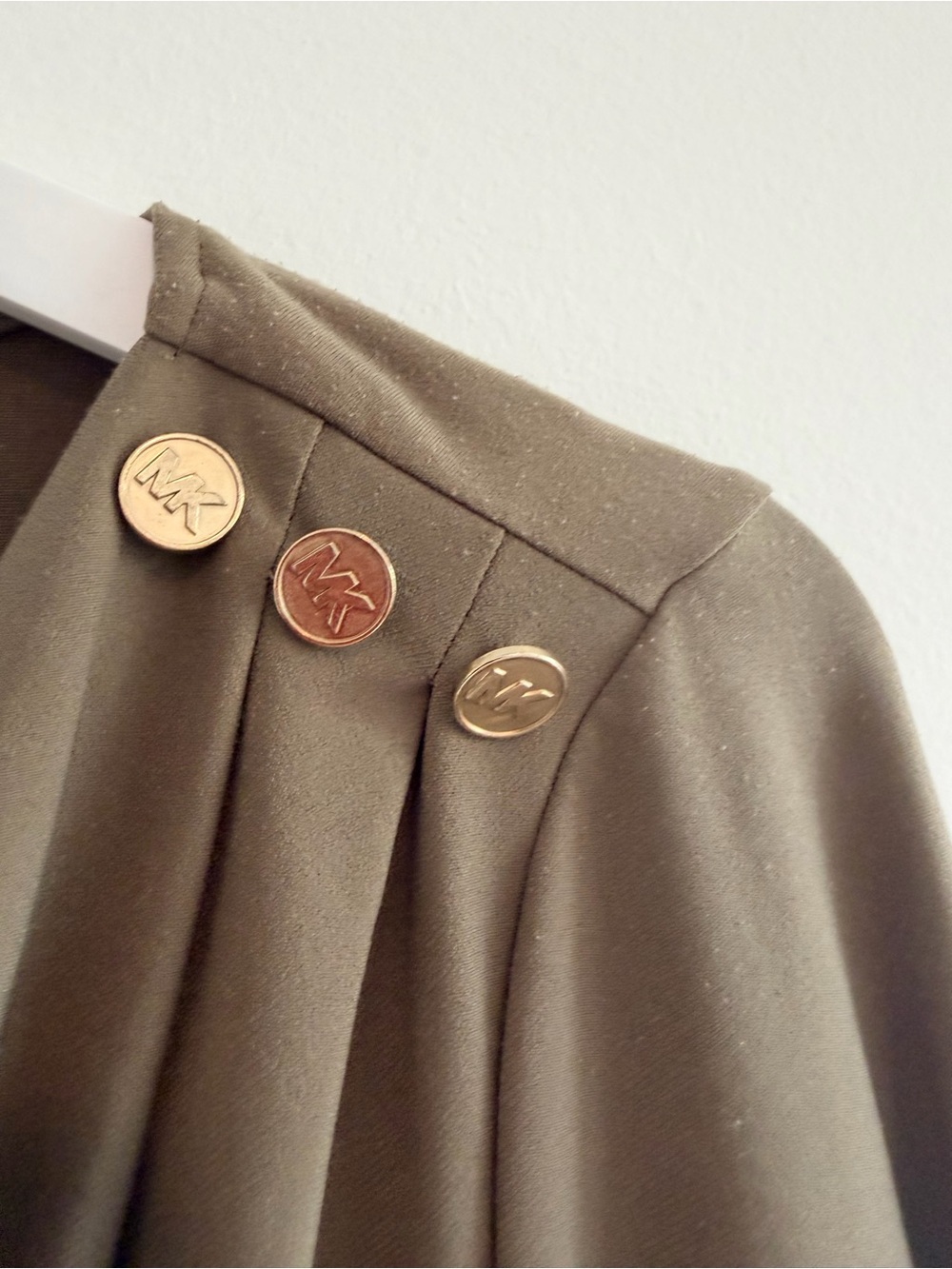 Michael Kors Draped Neck Long Sleeve Top in Olive Green - Picture 5 of 7